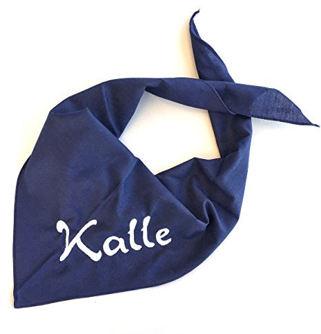 Schnoschi Hundehalstuch Halstuch für Hunde mit Wunschnamen Bestickt in der Farbe Weiß