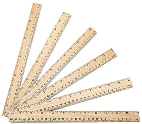 60 Stück Holz-Lineale 30,5 cm große Lineale für Holz und Büro, Lineal mit 2 Maßstäben