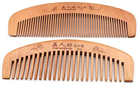 Handgearbeiteter Holzkamm für lockigen, breiten, gezackten Holzkamm, antistatischer und barrierefreier handgearbeiteter Bart, für Frauen geeignetes Haar, statischer Naturholz-Sandelholzkamm