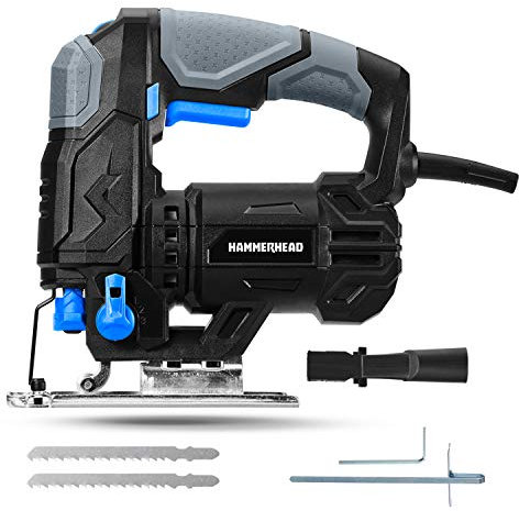 Hammerhead HAJS048 - Seghetto alternativo da 4,8 Amp da 3/4, con 2 lame da taglio per legno, velocità variabile e funzione orbitale