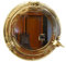 Antike Fundgrube Runder Spiegel Wandspiegel Bullauge mit goldenen Messingrahmen D: 28,5 cm (9656)