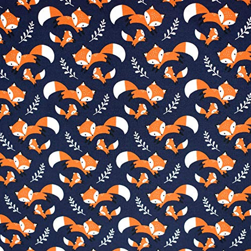 MAGAM-Stoffe Fuchs-Mich Jersey Kinder Stoff Oeko-Tex Meterware 50cm (dunkelblau)