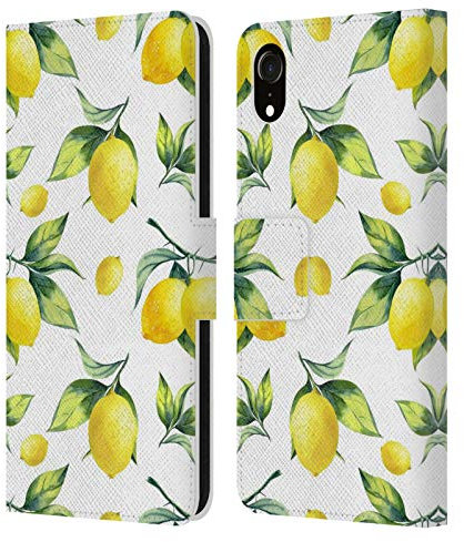 Head Case Designs Offizielle Zugelassen Haroulita Weisse Zitronen Fruechte Leder Brieftaschen Handyhülle Hülle Huelle kompatibel mit Apple iPhone XR