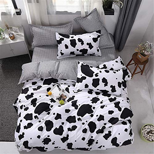 Cute Cow Print Duvet Cover Set for Boys Girls Kids Reversible Comforter Cover Ultra Soft Lovely Quilt Cover with Pillow Shams King Size with 2 Pillowcase Black and White Bespread Cover