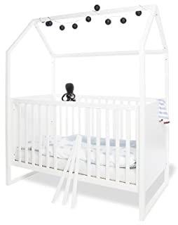 Babyzimmer Möbel Spar-Set 'Hilda & Riva' breit, mit Wickelkommode und Kinder-Hausbett, weiß