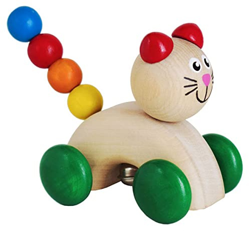 DETOA rassel Katze junior 13 x 7 cm Holz Natur