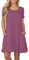 AUSELILY Vestidos Verano Mujer Vestido T-Shirt Casual Manga Corta con Bolsillos Malva S