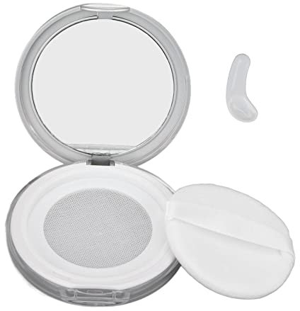 Sonew 3G Leere Nachfüllbare Leere Puderdose, Tragbarer Make up Setting Puder Rouge Etui Behälter mit Puderquaste, Silberne Lose Puderdose mit Spiegel