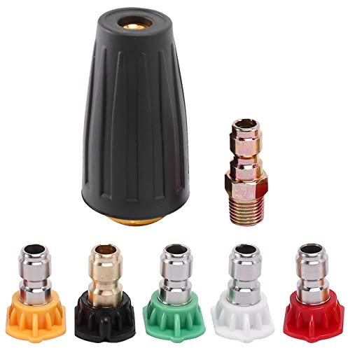 Lrtzizy Ugello Turbo per idropulitrice ad pressione, ugello rotante e 5 punte, attacco rapido 1/4 Pollice 3600