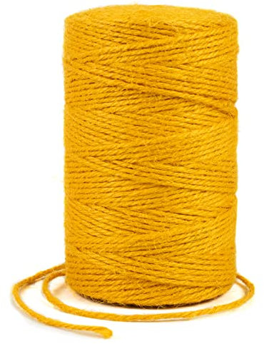 Uiopa Spago Juta Colorato 2mm x 200m Corda Canapa, Spago per Orto Naturale, Filo Juta, Corda Iuta per Decorazioni, Giardinaggio, Mestiere Fai da Te, Confezioni Regalo (Dorato)