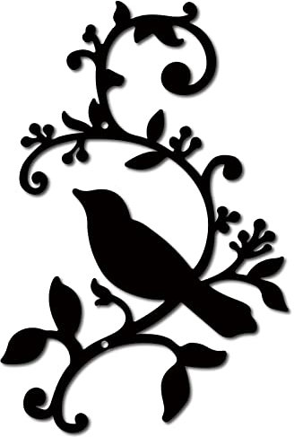 CREATCABIN Metal Bird Wall Decor Birds on The Branch Art Iron Wall Signs Hanging Metal Ornament Sculpture Leaves for Balcony Garden Home Living Room Decoration Outdoor Indoor Gifts Black 11.8x7.8Inch