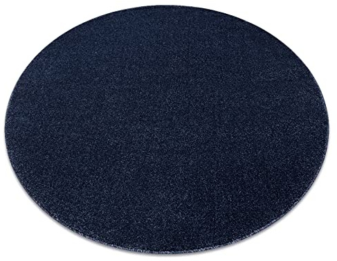 rugsx Teppich Softy dunkelblau, runder, glatt, einfarbig, für Zimmer, Wohnzimmer, Schlafzimmer, Kreis 120 cm