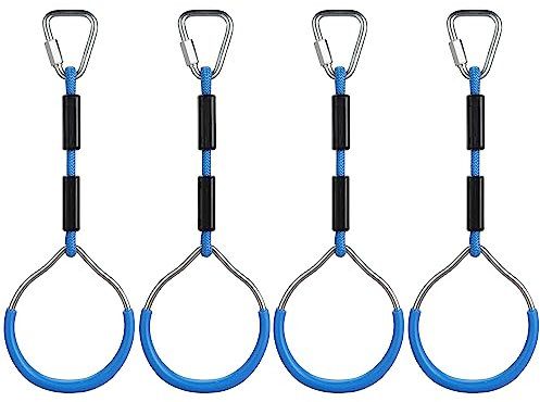 PELLOR Kinder Klettern Ringe, Multifunktions turnringe Kinder Trapeze Schaukel mit Kunststoff Turnringen Kinder Gymnastik Seilringe Gym Rings,für Kinderschaukel Garten Schaukel(4ER STÜCKE), Blau