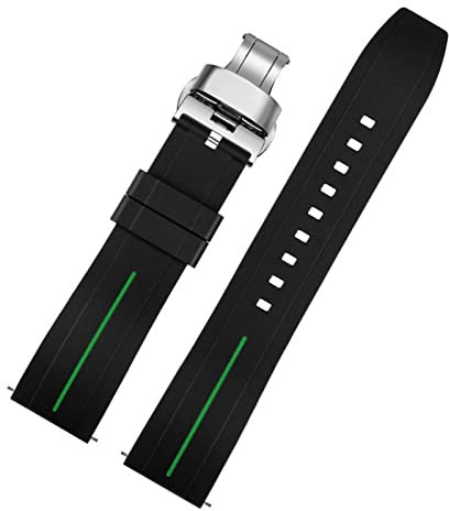 20mm 22mm Bracelet de Montre en Silicone Hommes Femmes Bracelet en Caoutchouc étanche à Dégagement Rapide Boucle Papillon Fit for Tissot Fit for Mido Fit for Citize Strap Watch Strap (Color : Black