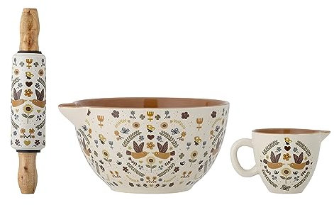 Bloomingville Baking Set, earthenware, Brown, Ø21xH12/L22,5xØ4,5/H7,5xØ9 cm, Set of 3