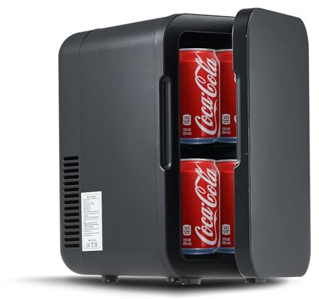 CLIPOP Mini Fridge Quiet 6L 8 Cans Portable Car Refrigerator, AC+DC Power Cooler and Warmer for Bedroom, Camping, Dorm, Travel, Office, Personal Fridge for Skin Care, Makeup, Drinks (6L, Full Black)