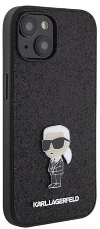 Karl Lagerfeld KLHCP15SGKNPSK Hülle für iPhone 15 6.1 Schwarz hardcase Fixed Glitter Ikonik Logo Metal Pin
