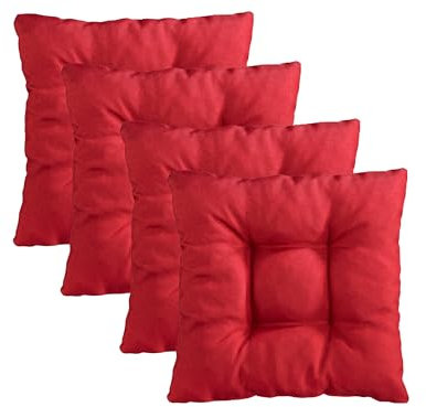 Traumnacht Stuhlkissen Cozy 4er Set, Bequeme Sitzkissen für Gartenstuhl, Küche oder Esszimmer, Indoor u. Outdoor, 38 x 38 x 6 cm, rot