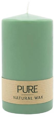 luterna 100% PURE, NATURAL WAX, Stumpenkerze, Smaragd, WENZEL, 130/70 mm, Brenndauer ca. 52h, 100% plastikfrei