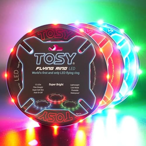 TOSY Fliegender Ring – 12 LEDs, hell, automatisches Aufleuchten, sicher, wasserdicht, leichtes Frisbee, Geschenk zum Geburtstag, Ostern, Weihnachten für Jungen/Mädchen/Kinder, 3er-Pack