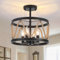 ASHUAQI Black Ceiling Lights Living Room, 4 Lights Rustic Industrial Semi Flush Mount Light Fittings Ceilings, Chandeliers Ceiling Light for Kitchen, Bedroom, Hallway, Dining Room, Lounge