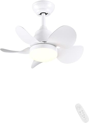 CJOY Ceiling Fans with Lamps 22inch, Ceiling Fans with Lights and Remote White, Dimmable Tri-Color Temperatures LED, Ceiling Llight with Fan 6 Speeds Quiet Reversible DC for Bedroom