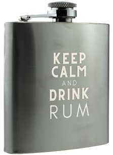 Keep Calm and Drink Rum - Novelty Stainless Steel Hip Flask - Funny Idea for Family and Friends (hip-ds23-calmrum)