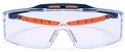 Portwest PS24 Peak OTG Safety Glasses Anti-Fog Anti-Scratch | Clear, One Size, Over Prescription Fit, Wraparound, Anti-Fog, Anti-Scratch, UV Protection, Brow Guard