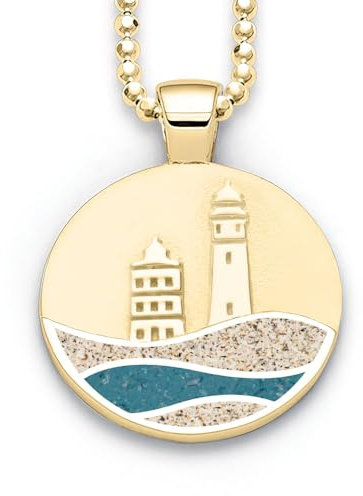 DUR Schmuck: Anhänger Strandwellen Kap Arkona Strandsand/Steinsand blau vergoldet, P4574