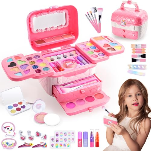 Grriopi Kids Makeup Sets for Girls Toys, Make Up Toys for 4 5 6 7 8 9 Year Old Girls Gifts for 3-8 Year Old Girl Toys Age 4-8 Kids Nail Polish Sets Birthday Presents