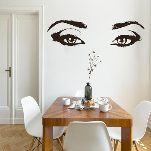 Vinyl-Wandaufkleber mit Aufschrift Woman Eye, Kunst-Wimpern, Gesicht, Mädchen, Wimperndekoration, Schönheitssalon, 61 x 17,8 cm