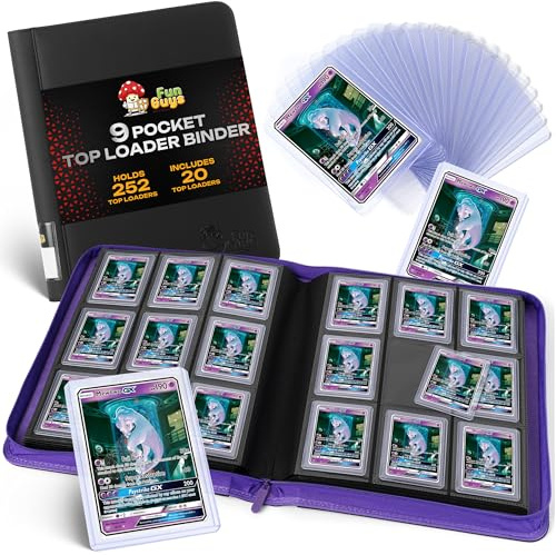 FunGuys Toploader Binder, Trading Card Binder Storage, 252 9 Pocket Top Loader Binder, Card Collection for Yugioh, MTG, TCG, Card Folders for Trading Cards