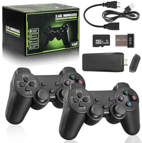 Console de Jeu rétro, Clé de Jeu vidéo Plug and Play, Jeu Nostalgia Stick, Clé de Jeu rétro sans Fil intégrée à Plus de 20,000 Jeux, Sortie HDMI 4K, 9 émulateurs, avec Double contrôle sans Fil 2.4G