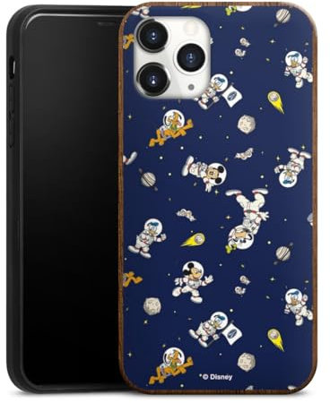Holz Case kompatibel mit Apple iPhone 11 Pro Walnuss Handyhülle Echtholz Hülle Mickey Mouse Astrologie Weltraum