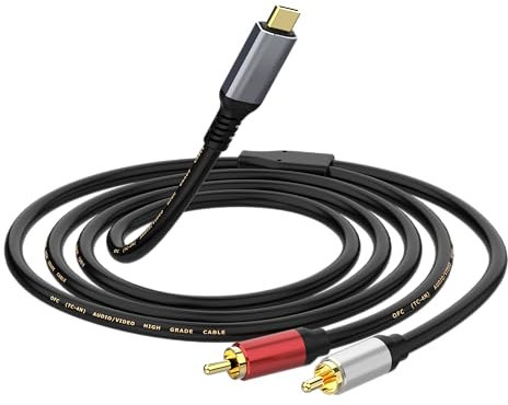 Cavo audio da USB C a RCA, adattatore da USB tipo C a 2RCA, RCA a USB C, audio stereo Y, compatibile con iPad Pro 2021, Samsung S21 Ultra S20 Note20 Tab S7 (1,5 m/59 pollici)