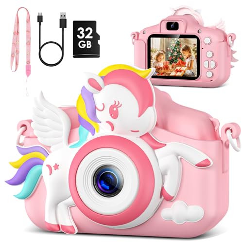 GREENKINDER Camara Fotos Infantil, 2.0 Pulgadas HD Selfie Video Camara Fotos Niños, Cámara Digital para Niños con 32GB TF Tarjeta, Regalos Ideales de 3-12 Años para niños