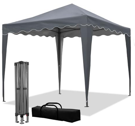 Pop Up Gazebo, Gazebo with Wave Edge, Easy Installation & Solid Structure (grey)