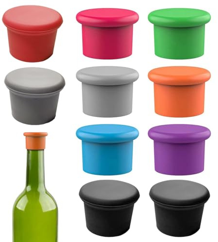 Silikon Kronkorken, 10 Stücke Flaschenverschluss Bunt, Weinflasche Caps/Bier Sealer Abdeckung Wiederverwendbar, für Bier, Saft und Glasflaschen