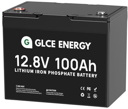 GLCE ENERGY Batterie au lithium LiFePO4 12V 100Ah, BMS intelligent intégré, 4000~15 000 cycles, 1280 Wh, pour moteur de pêche à la traîne, camping-car, bateau, système solaire, hors réseau, etc
