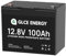GLCE ENERGY Batterie au lithium LiFePO4 12V 100Ah, BMS intelligent intégré, 4000~15 000 cycles, 1280 Wh, pour moteur de pêche à la traîne, camping-car, bateau, système solaire, hors réseau, etc