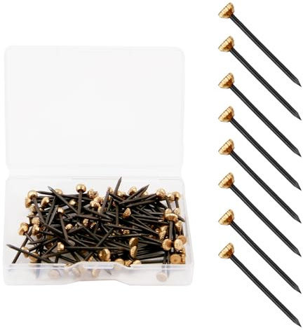 100PCS Wall Nails for Pictures Hanging Nails Picture Hang Solutions Plaster Picture Frame Hangers Brass Pins Nails for Hanging Pictures Frame Tools with Plastic Storage Box for Plasterboard