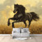 Papier Peint Panoramique Cheval Noir À Imprimé Animalier Jaune Intissé Murale, Photo Murale pour Salon Chambre d'enfants restaurant Décoration Murale 400x280 cm