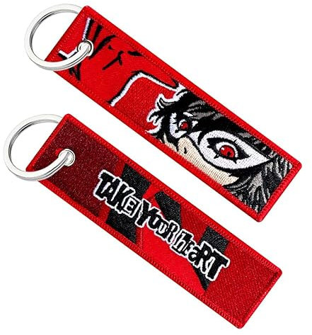 Genérico Schlüsselanhänger Anime Persona 5, Schlüsselanhänger für Motorrad, Auto, Rucksack, Schlüssel, Schlüsselanhänger für Motorradfahrer, origineller Schlüsselanhänger aus Stoff, orange, 12 x 3