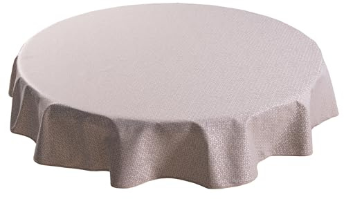 Cofan Tischdecke, rund, schmutzabweisend, aus Jacquard mit harzbeschichtetem Stoff, Blütenblatt-Design auf Beige, 50% Baumwolle und 50% Polyester, Durchmesser: 1,40 – 1,60 – 1,80 m (1, 1,80 m)