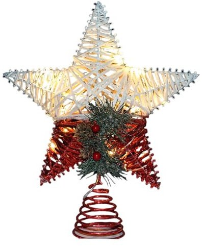 Jlkegfdf Weihnachtsbaumspitze mit Stern – leuchtende Weihnachtsbaumspitze – Weihnachtsfeiertag beleuchtete Ornamente, Feiertagsdekoration, Toppers für Heimdekoration