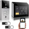 GVS - IP Video Türsprechanlage 2-Familienhaus mit Türöffner (RFID & Fingerprint), HD Kamera, 3X 7 Zoll Monitor & App - Smarte Video Türklingel mit Kamera & Gegensprechanlage (AVS5089A)