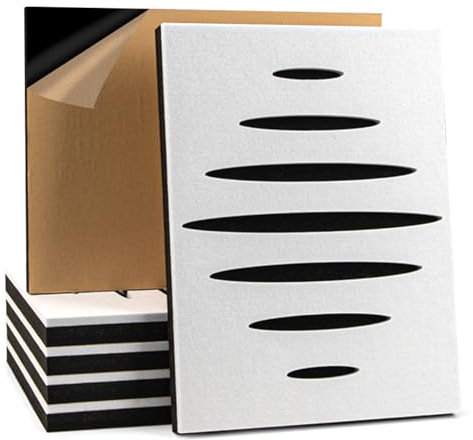 Art3d 6-Pack Self-Adhesive Soundproof Acoustic Panels for Wall, 16 x 12 Inch Wave Design Noise Block with Polyester & Foam for Bedroom Studio Office