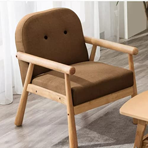 Sessel, Mid-Century-Holzrahmen, Samtstoffkissen, Armlehnenstuhl für das Wohnzimmer, Einzel-Lounge-Lesestuhl aus Stoff für das Wartezimmer