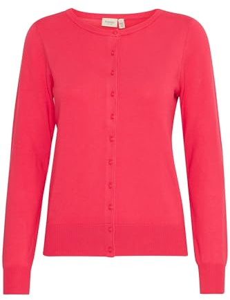fransa FRZubasic Damen Strickjacke Feinstrick Cardigan Strickcardigan mit Rundhalsausschnitt und Knopfleiste, Größe:L, Farbe:Teaberry (181756)