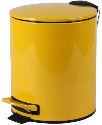 Urban Living 5 Liter Tret-Mülleimer Kosmetikeimer Tretmülleimer mit Absenkautomatik - herausnehmbarer Einsatz mit Henkel (Gelb)